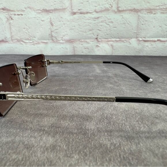 James Oro Silver Brown Tint Authentic II Rimless Sunglasses NEW - Picture 10 of 15